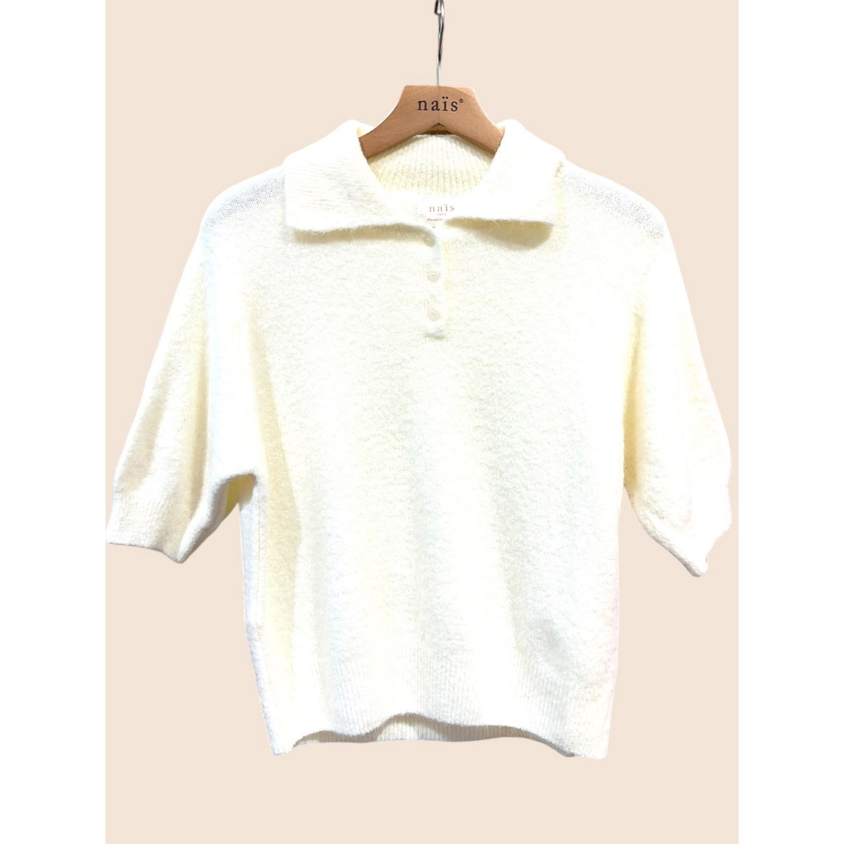 Pull col polo manches courtes en alpaga