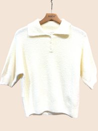 Pull col polo manches courtes en alpaga