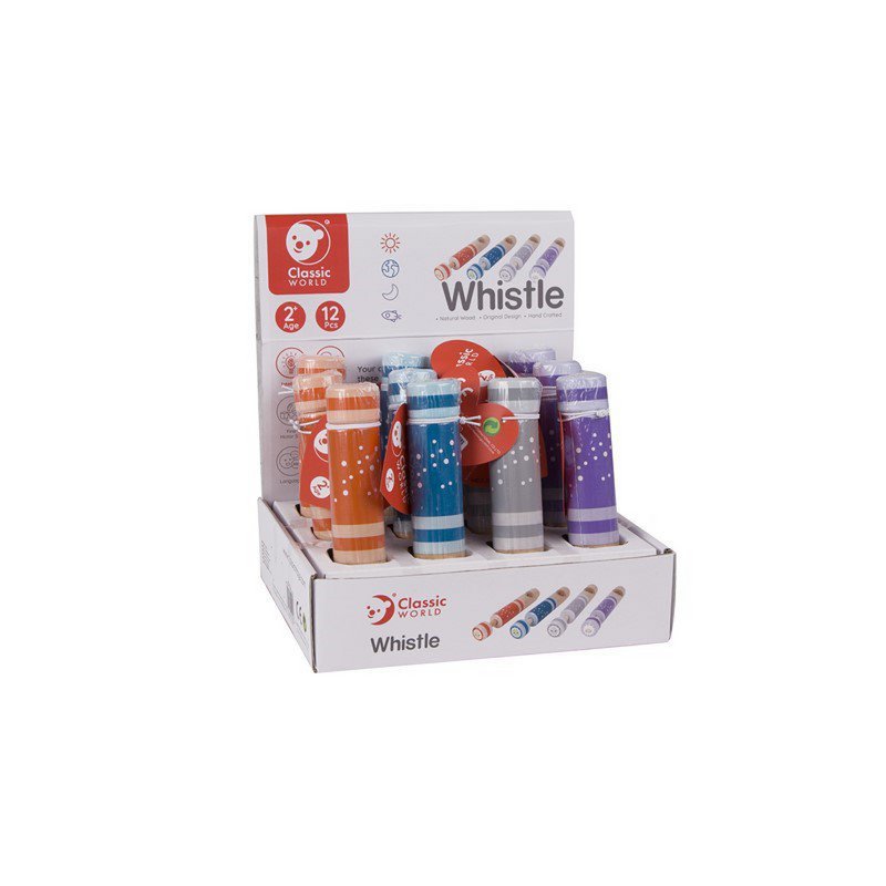Whistle - Assortment 4 col. in display - 12 pcs - 3x17x3cm