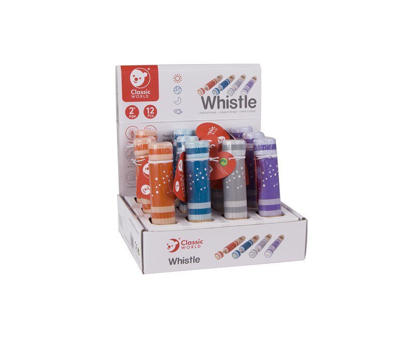 Whistle - Assortment 4 col. in display - 12 pcs - 3x17x3cm