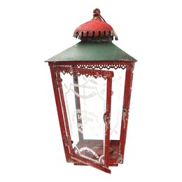 Red Christmas candle lantern H.50x24x24 cm