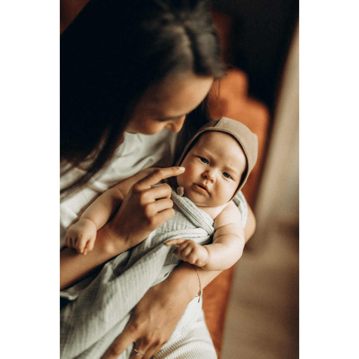 TISU ribbed baby bonnet, Taupe