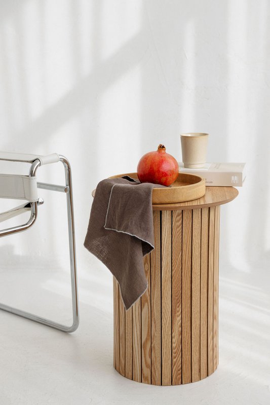 Napkins Stone & Cacao brown contrast detail (set of 2pieces) / 100% linen