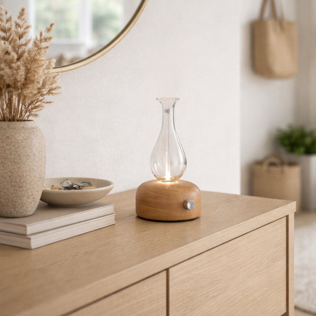 Nebulization diffuser - Aurora - wood and FSC glass - Sober and modern design - Timer function - Dimmer button - Decoration gift idea