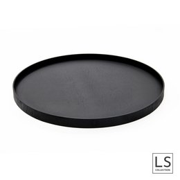 LS Collection® - Rotondo 50cm - Vassoio - Portacandele - Vassoio da portata - Vassoio in legno - Vassoio in legno - Plateau - Decorazione - Accessori per la casa - Nero Opaco