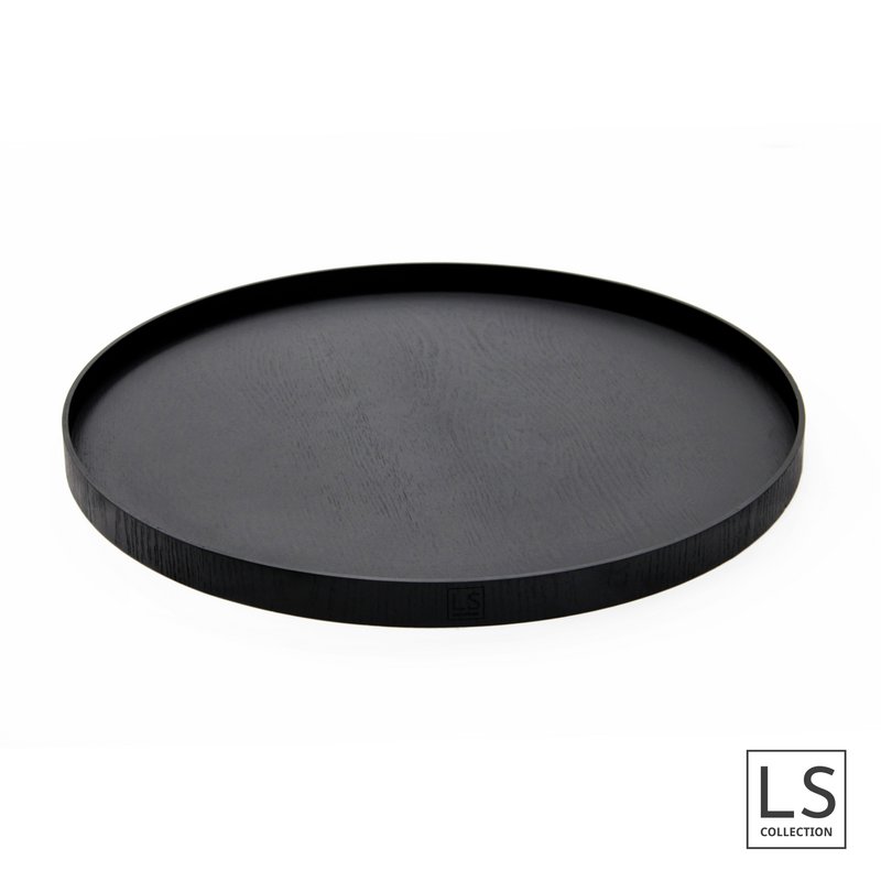 LS Collection® - Rotondo 50cm - Vassoio - Portacandele - Vassoio da portata - Vassoio in legno - Vassoio in legno - Plateau - Decorazione - Accessori per la casa - Nero Opaco