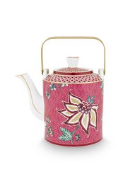 Giftset Teapot Oriental Flower Festival Dark Pink 1 ltr