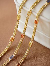 Bracelets à chaîne cubaine vermeil doré avec des pierres arc-en-ciel