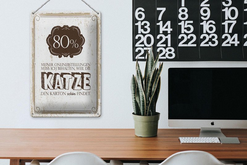 Blikskilt, der siger 20x30 cm online bestil kattepap dekorativt skilt