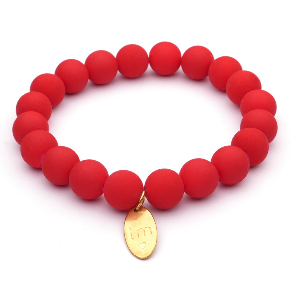 LizzyMae kralenarmband fluor rood 10mm.