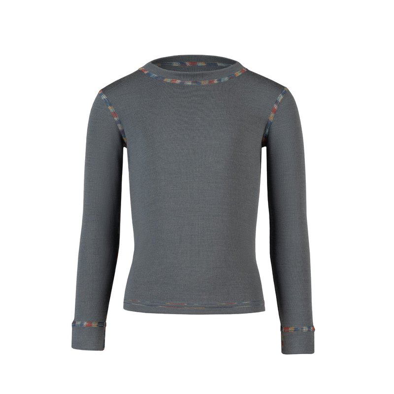 Pull ras du cou à manches longues Merino 250 pour enfants, gris parfait