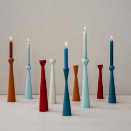 Candleholder wood sandglass 25cm airforce blue