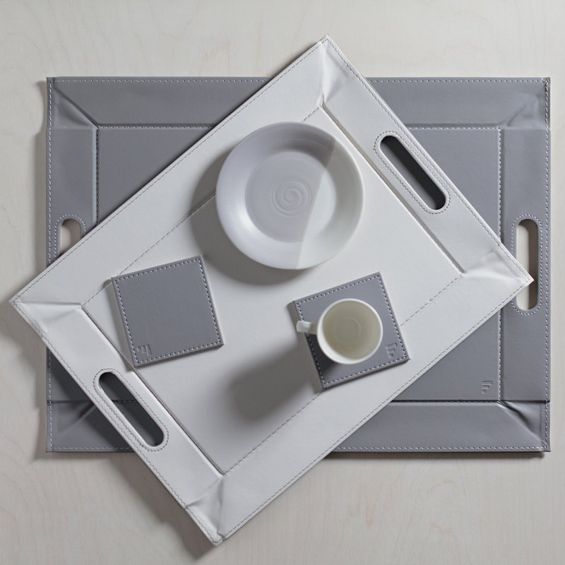Coasters DUO, set of 4, grey/white