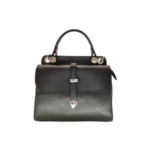 LAURAY BLACK GRAINED LEATHER HANDLE BAG