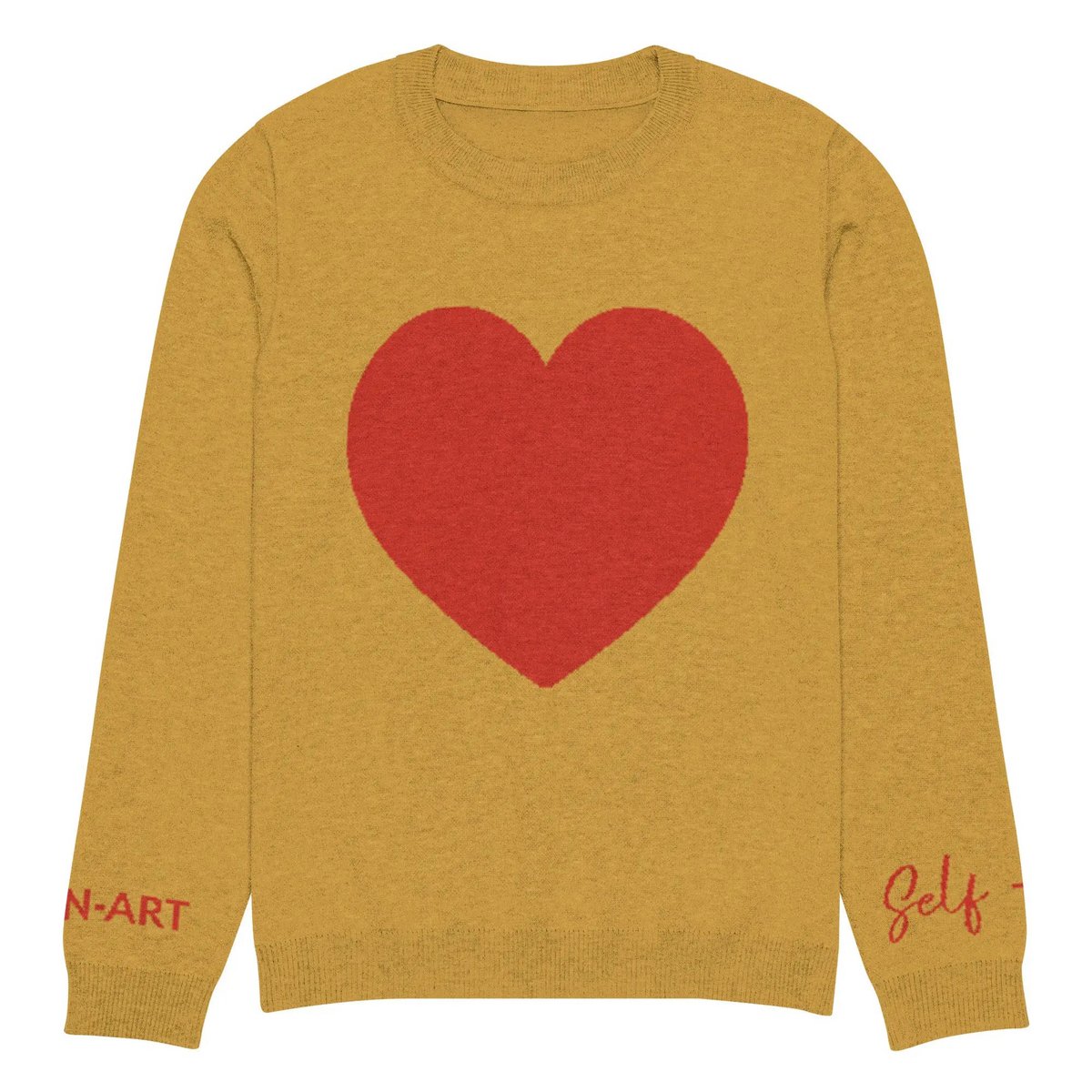 Hjerte - Strikket sweater med rund hals MUSARD