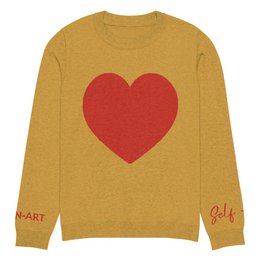 Hjerte - Strikket sweater med rund hals MUSARD
