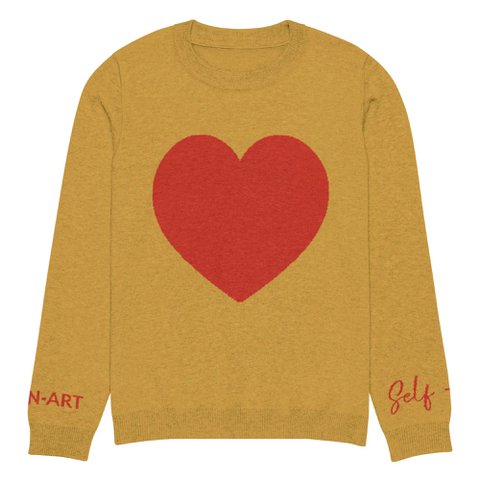 Heart - Gebreide trui met ronde hals MOSTERD