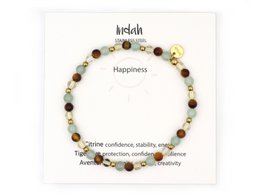 Natuursteen armband Happiness, zilver en goud
