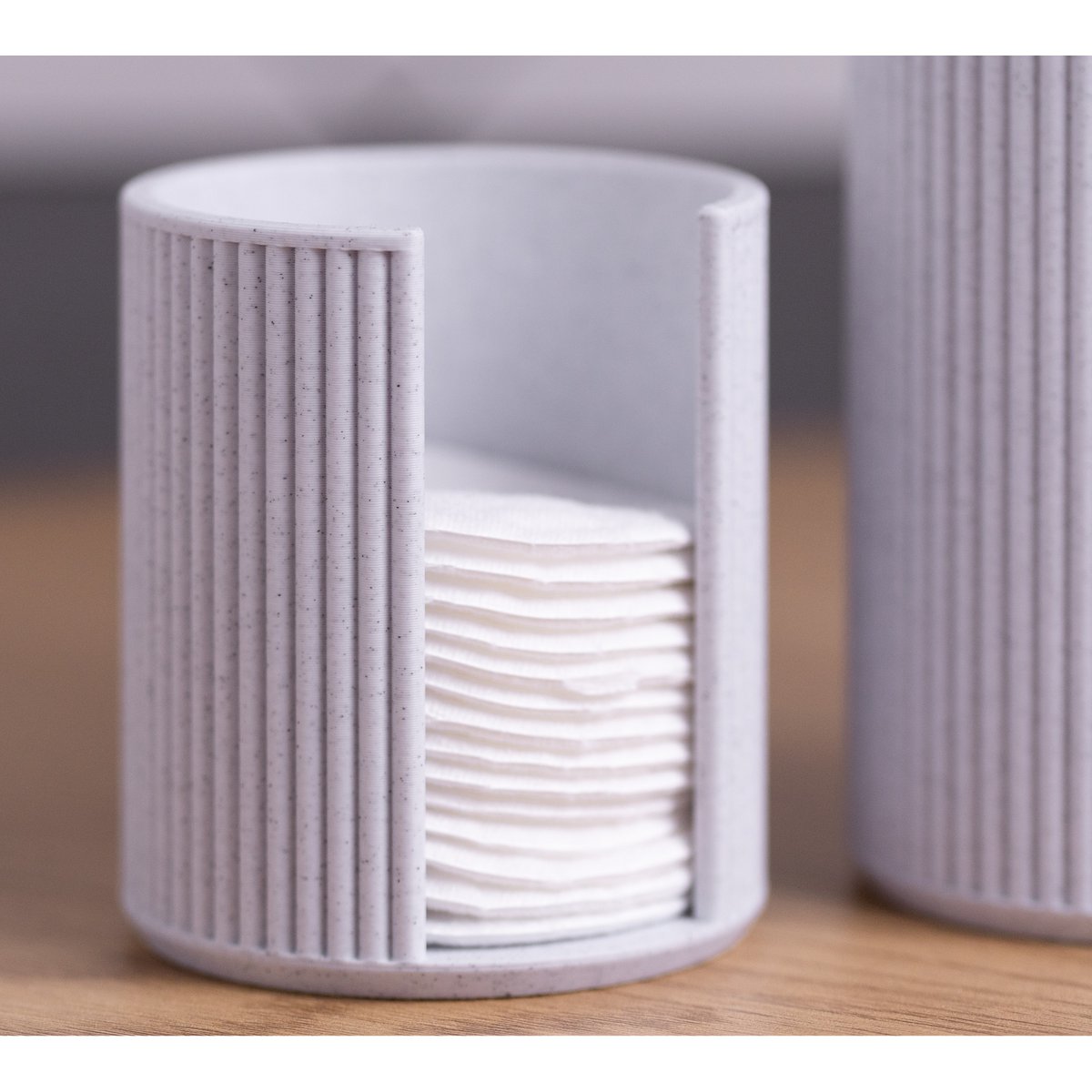 Minimalistisk marmor badeværelse og forfængelighedsarrangør sæt - ribbet design | Makeup Brush Holder, Cotton Pad Dispenser og Cotton Wab Container