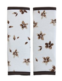 "Flower-patterned brown and white belt pads for prams, suitable for universal use."