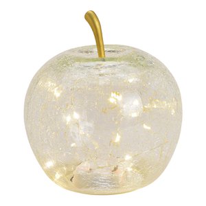 Apple with 20 LEDs with timer made of transparent glass (W/H/D) 16x17x16cm