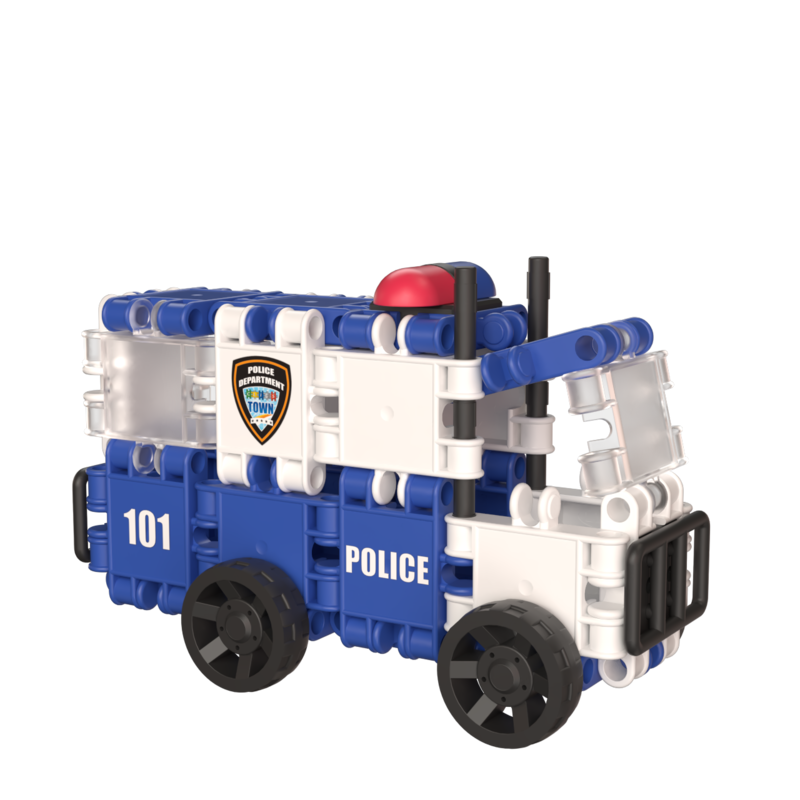 Clics building blocks– SUSTAINABLE TOYS made from RECYCLED PLASTIC (Made in Belgium)- building set police