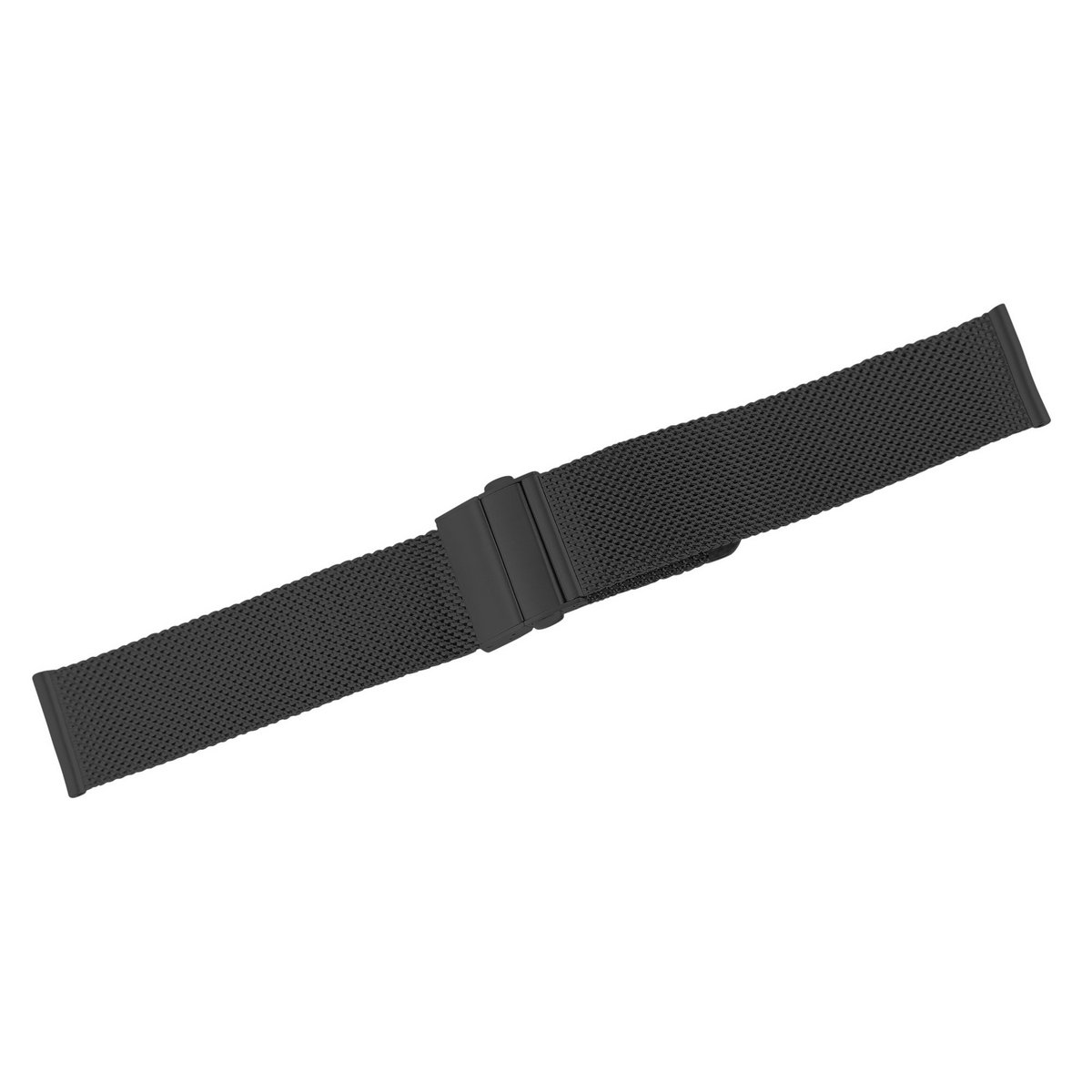 Stainless steel Milanese (quick release), folding clasp, black, 18 mm