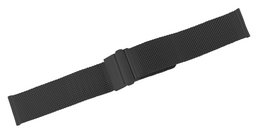 Stainless steel Milanese (quick release), folding clasp, black, 18 mm