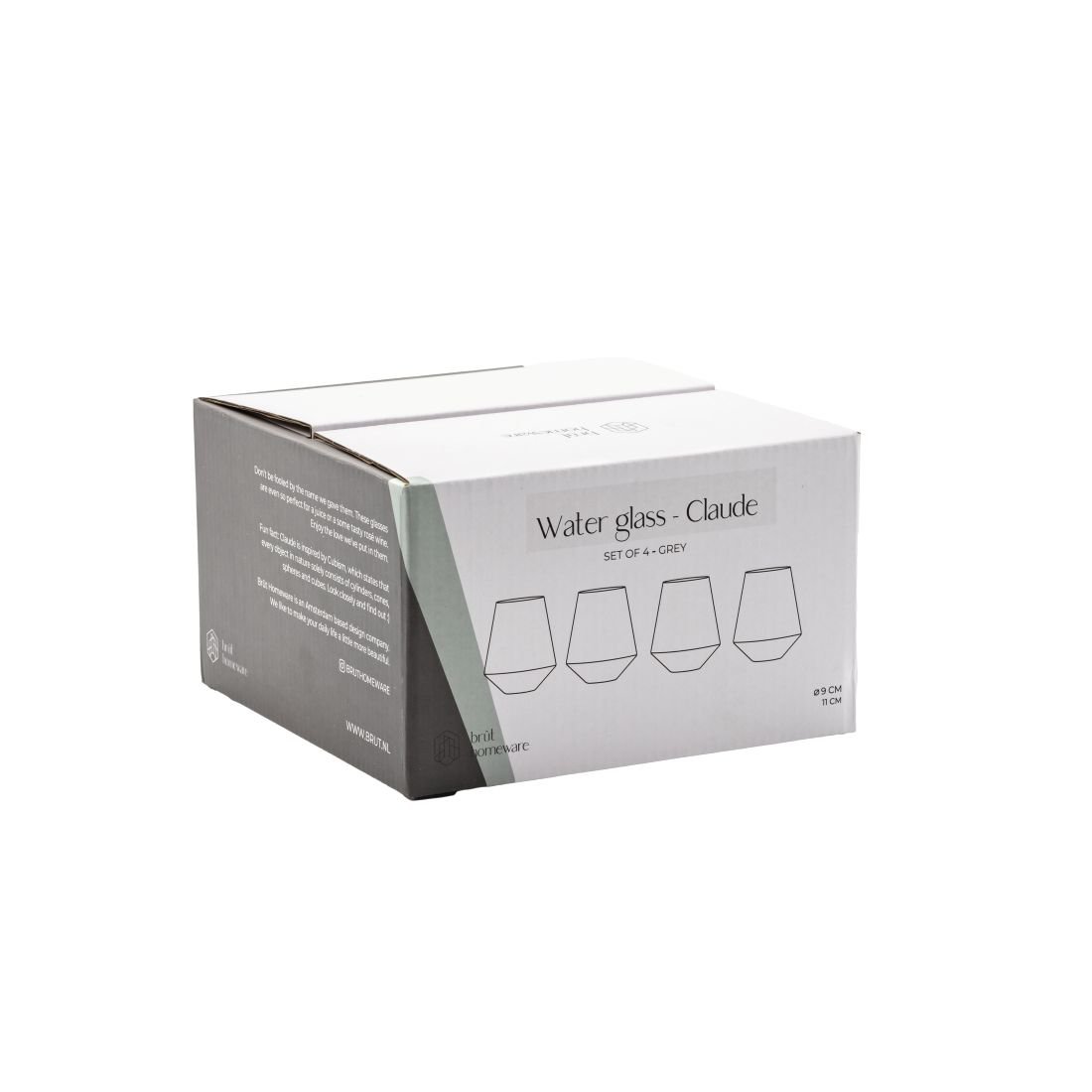 Water glasses Claude, set of 4, grey