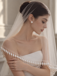Romantic Teardrop Pearl Fringe Bridal Wedding Veil