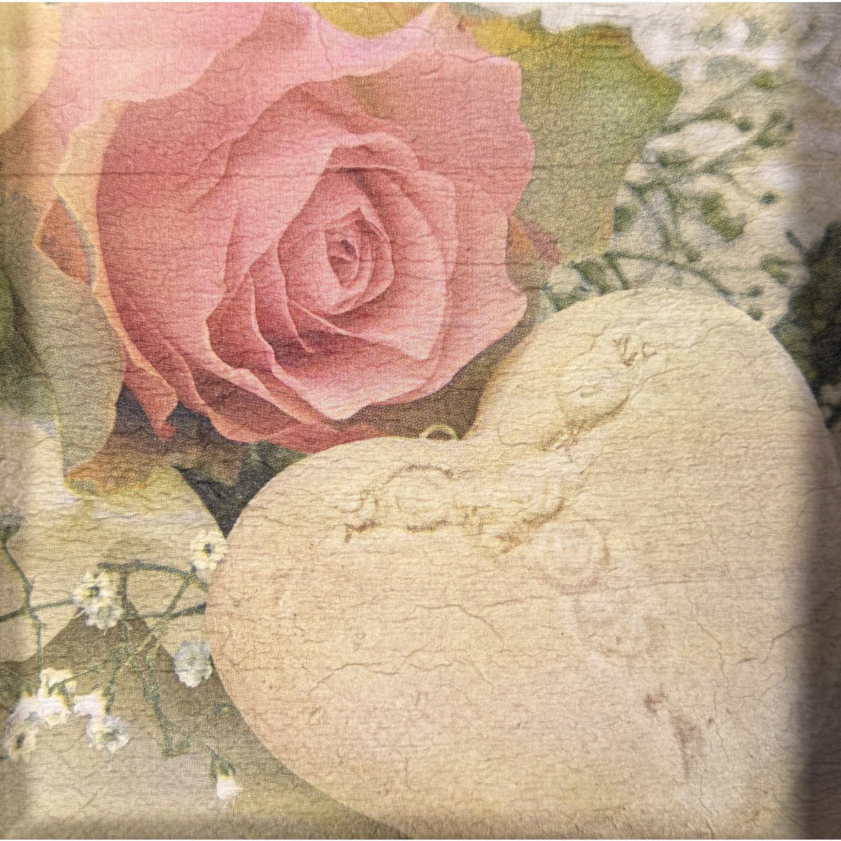 wooden tile old dutch rose and heart