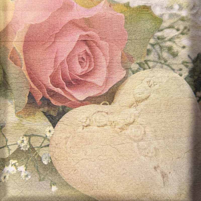 wooden tile old dutch rose and heart