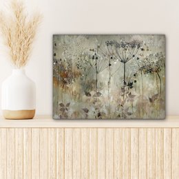Lærredsmaleri - vægdekoration - blomster - grå - natur - kunst