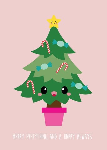 Kerstkaart kerstboom