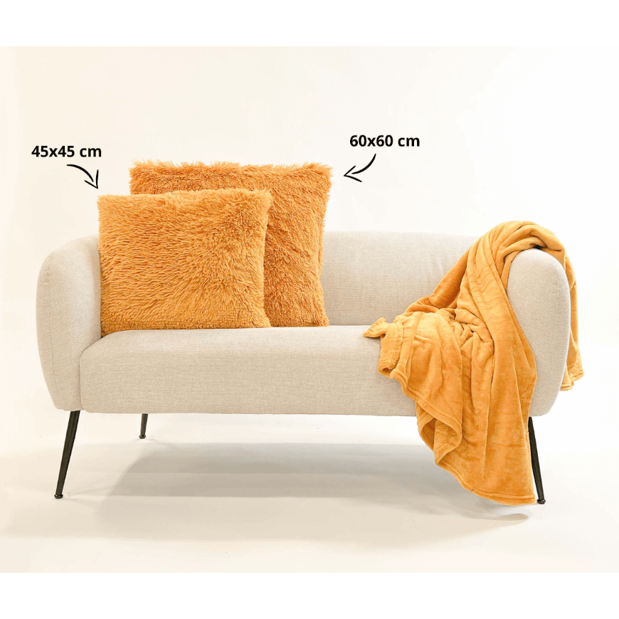 Dutch Decor FLUFFY - Decorative cushion 60x60 cm - Super soft - XL cushion - Golden Glow - Yellow