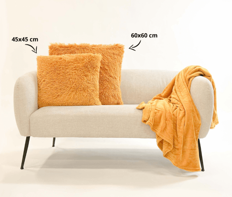 Dutch Decor FLUFFY - Decorative cushion 60x60 cm - Super soft - XL cushion - Golden Glow - Yellow