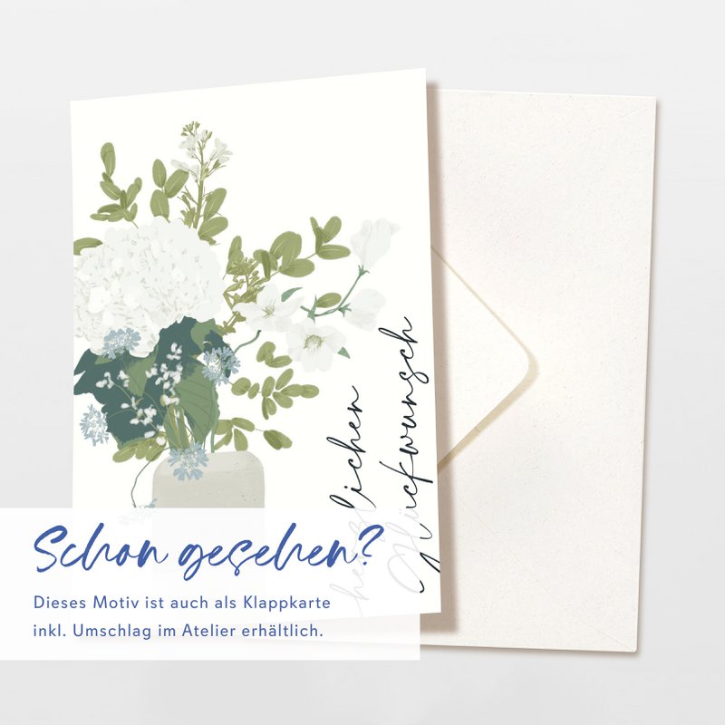 Greetings card 'Congratulations' with vase and bouquet of flowers