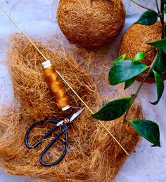 Coconut fiber, natural material, brown, textured, organic, sustainable, eco-friendly.