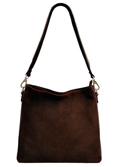 BOHO IBIZA BAG - Coral Ivory shoulder strap (70cm) + Suede bag (Cocoa)