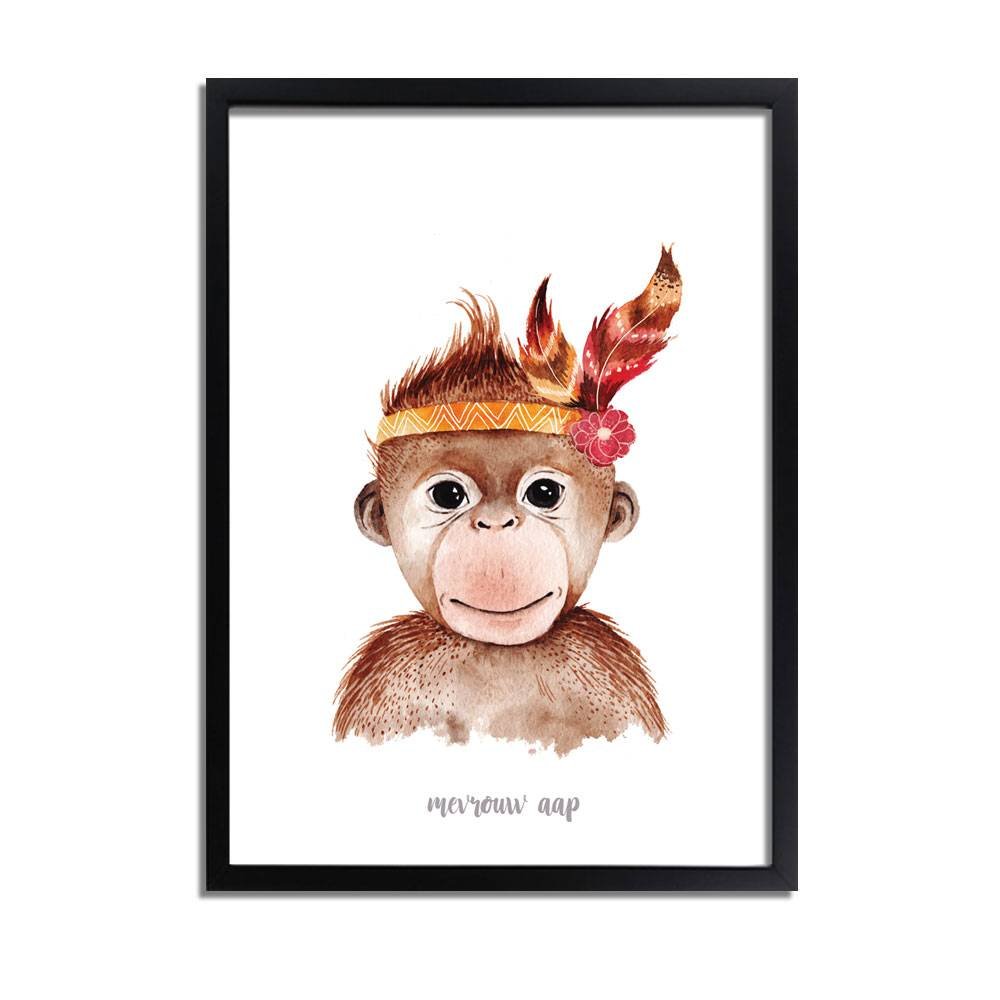 Mrs Monkey - Kinderzimmerplakat - Babyzimmerplakat - Wanddekoration
