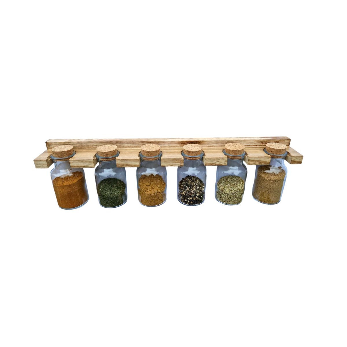 Schutzit - Porte-épices suspendu - Avec 6 pots - Porte-épices en bois - Support de cuisine