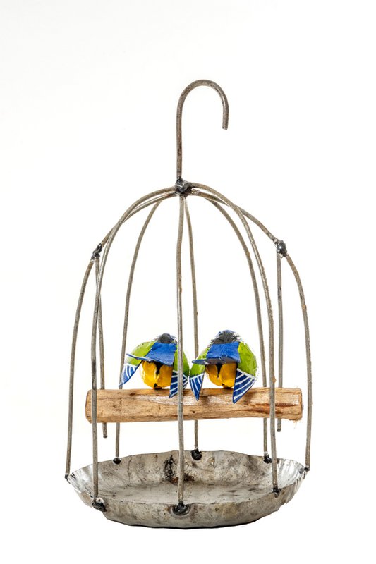 ZIMBA-ARTS METAL COUPLE BLUE TIT HANGING CAGE