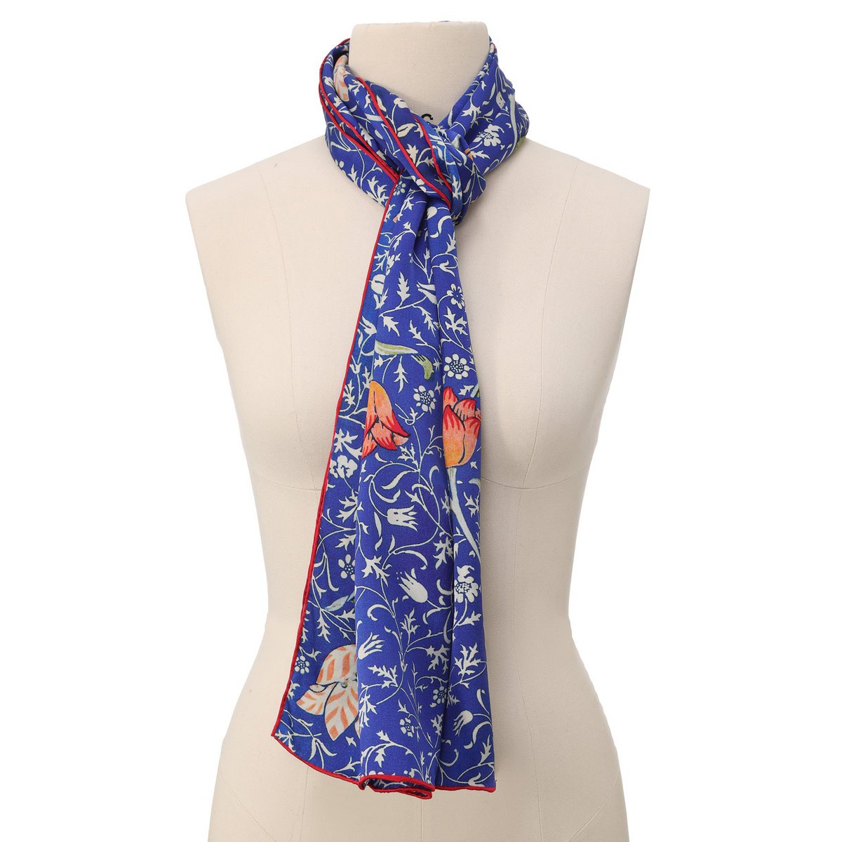 Écharpe en soie bleu floral galata