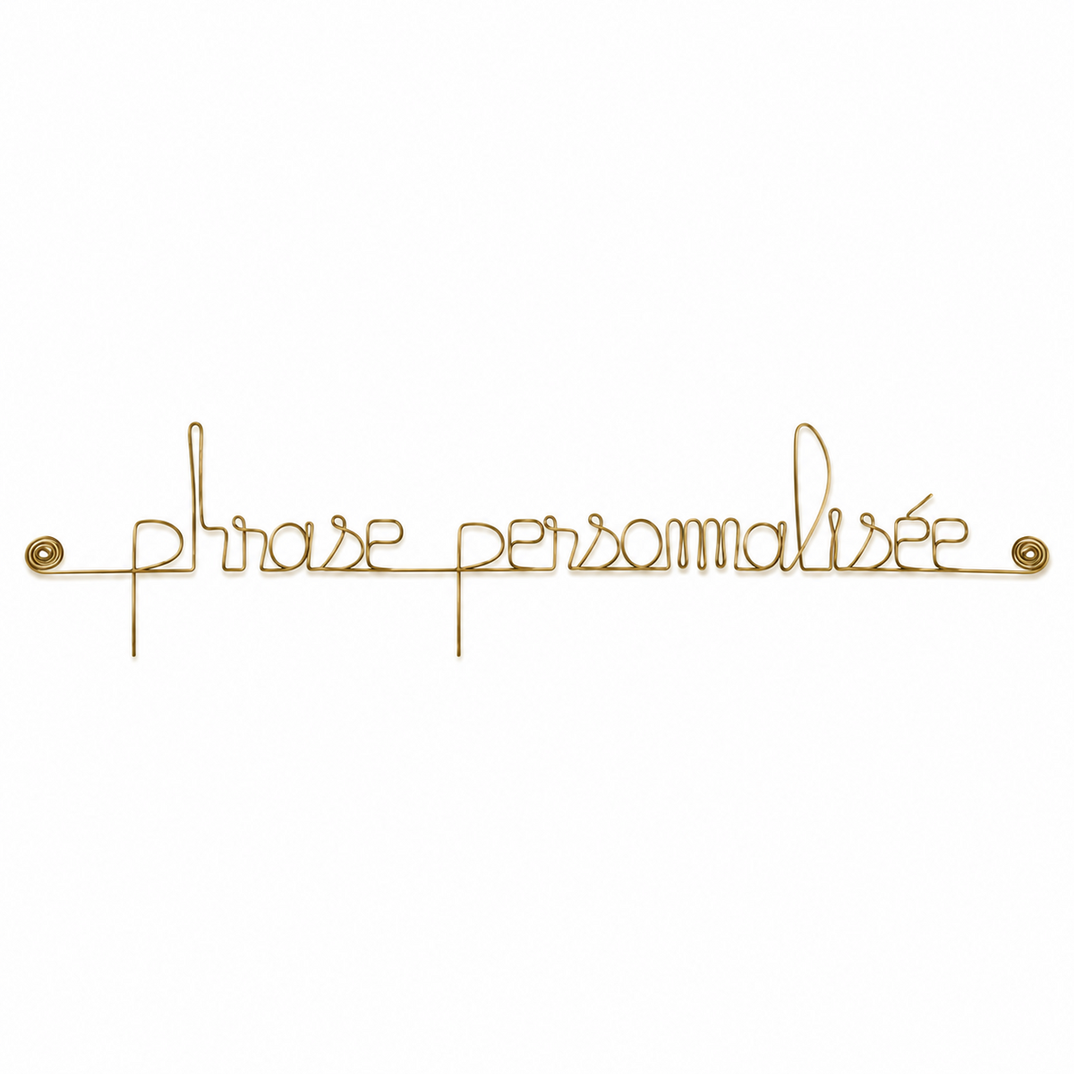 Phrase " Personnalisable 1 ligne " en fil de laiton doré - à punaiser - Bijoux de mur