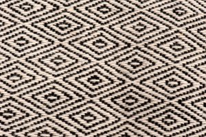 Rombo Wollen vloerkleed Azteken - Zuidwestelijk - Etnisch ontwerp - Zwart en wit diamantontwerp - Klein vloerkleed