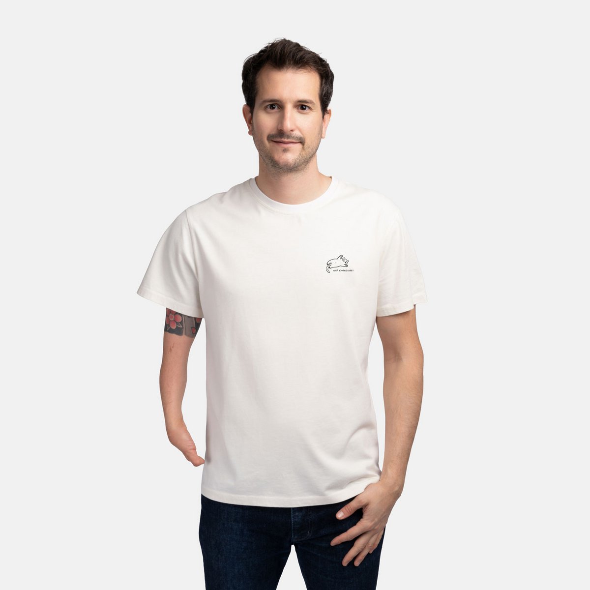 Camiseta orgánica Cat Nap Natural Camiseta de algodón blanco con estampado de entusiastas de la siesta
