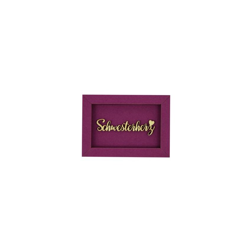 SCHWESTERHERZ- frame card wood lettering magnet