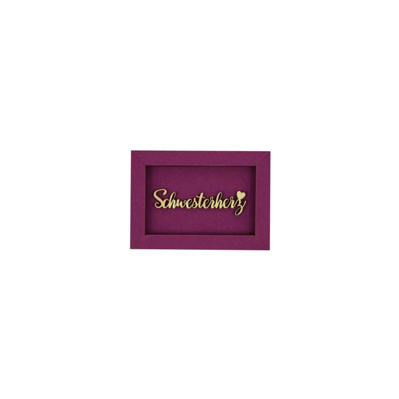 SCHWESTERHERZ- frame card wood lettering magnet