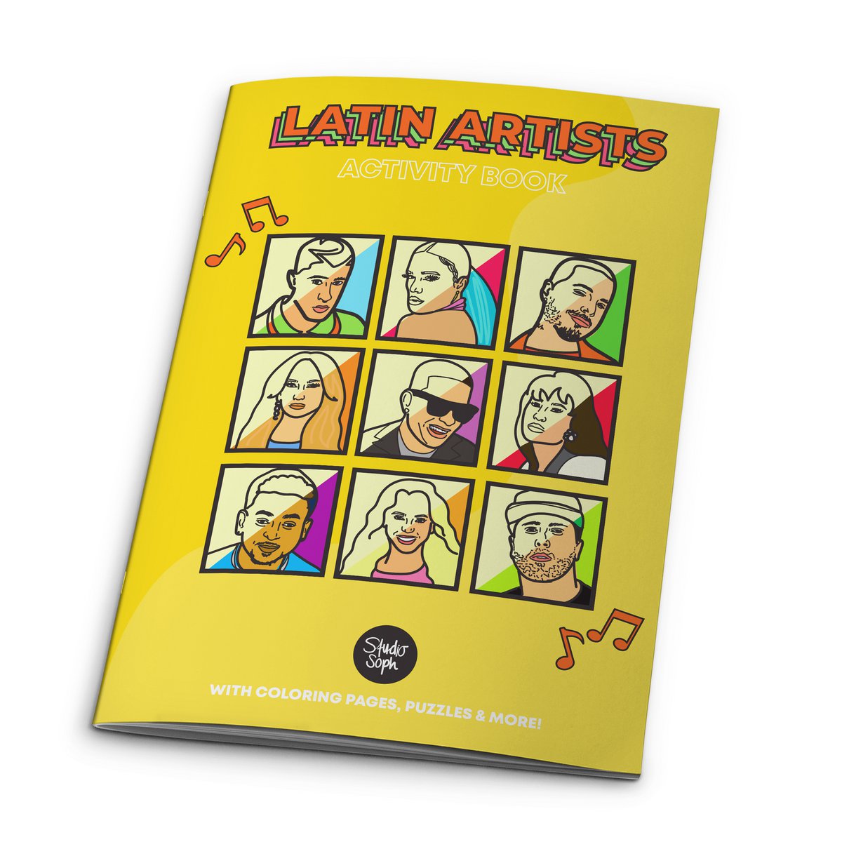 Libro de actividades para colorear de artistas latinos