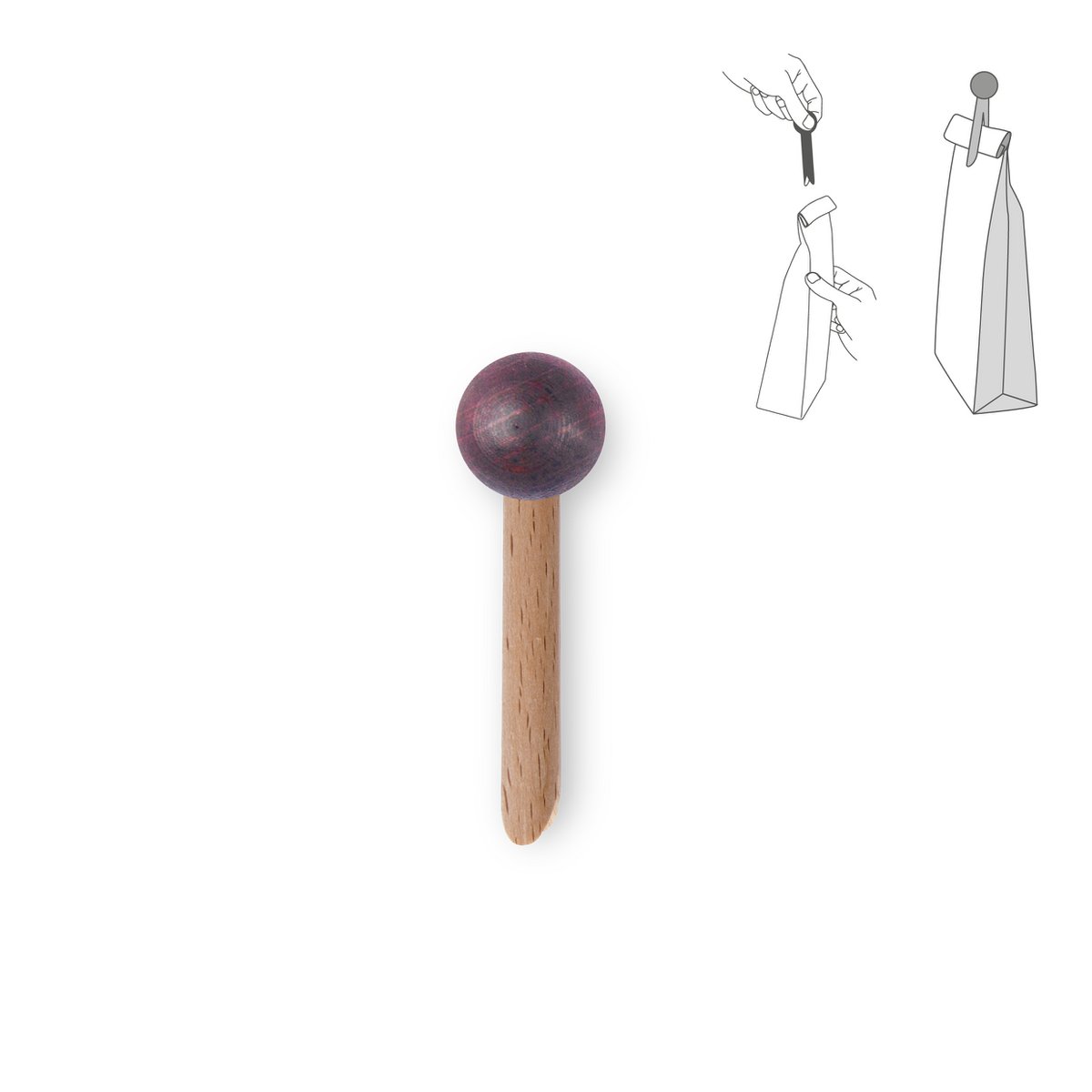 Wooden bag clip - color